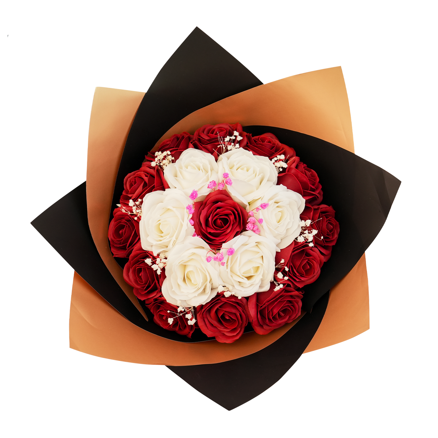 Crimson and Pure Bouquet - 19 Roses