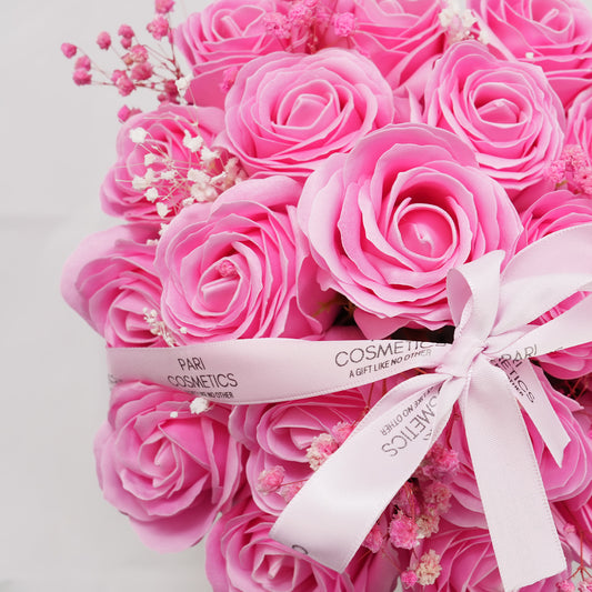 Light Pink Bouquet Flower Soap Box - 17 Roses
